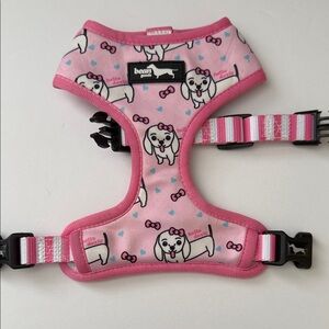 Bean Goods Dog Harness - Pink with Hello Doxie Print